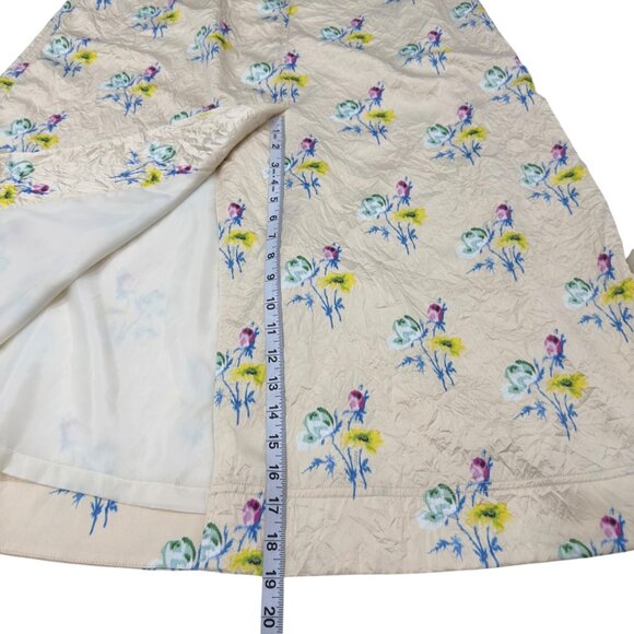 Ganni Floral Crinkled Satin Off-Shoulder Slit Maxi Dress Bell Sleeves Size 36 - Picture 8 of 16